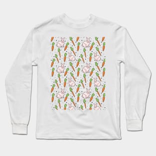 Rabbits in carrots field pattern Long Sleeve T-Shirt